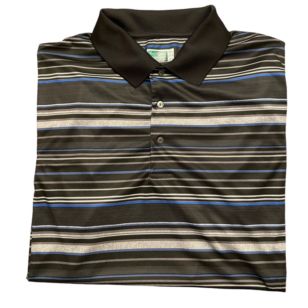 Ben Hogan Performance Polo Gray/Blue Sz XXL EUC Silky Soft